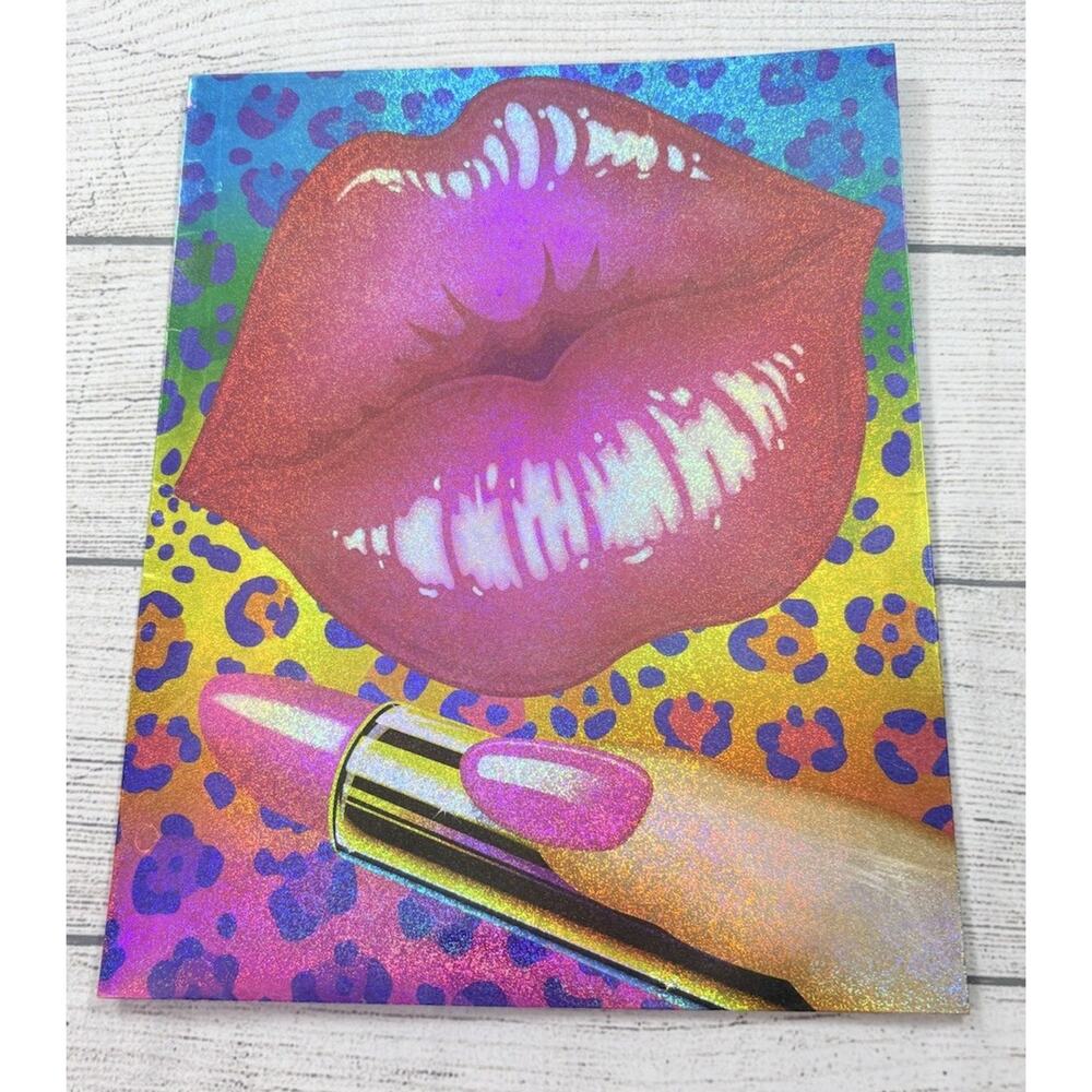 Lisa Frank Y2K Big Lips Glitter Pocket Folder Unpunched New RARE